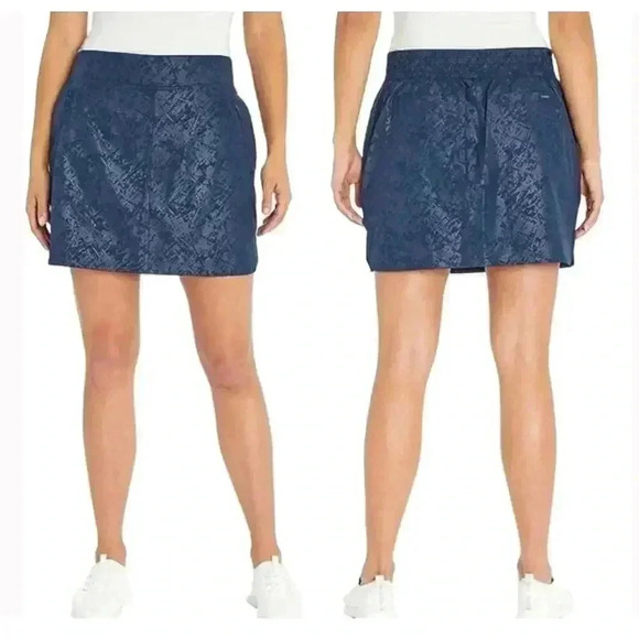 Orvis Blue Shattered Glass Travel Skort Skirt Embossed Print Women’s L - Picture 1 of 8